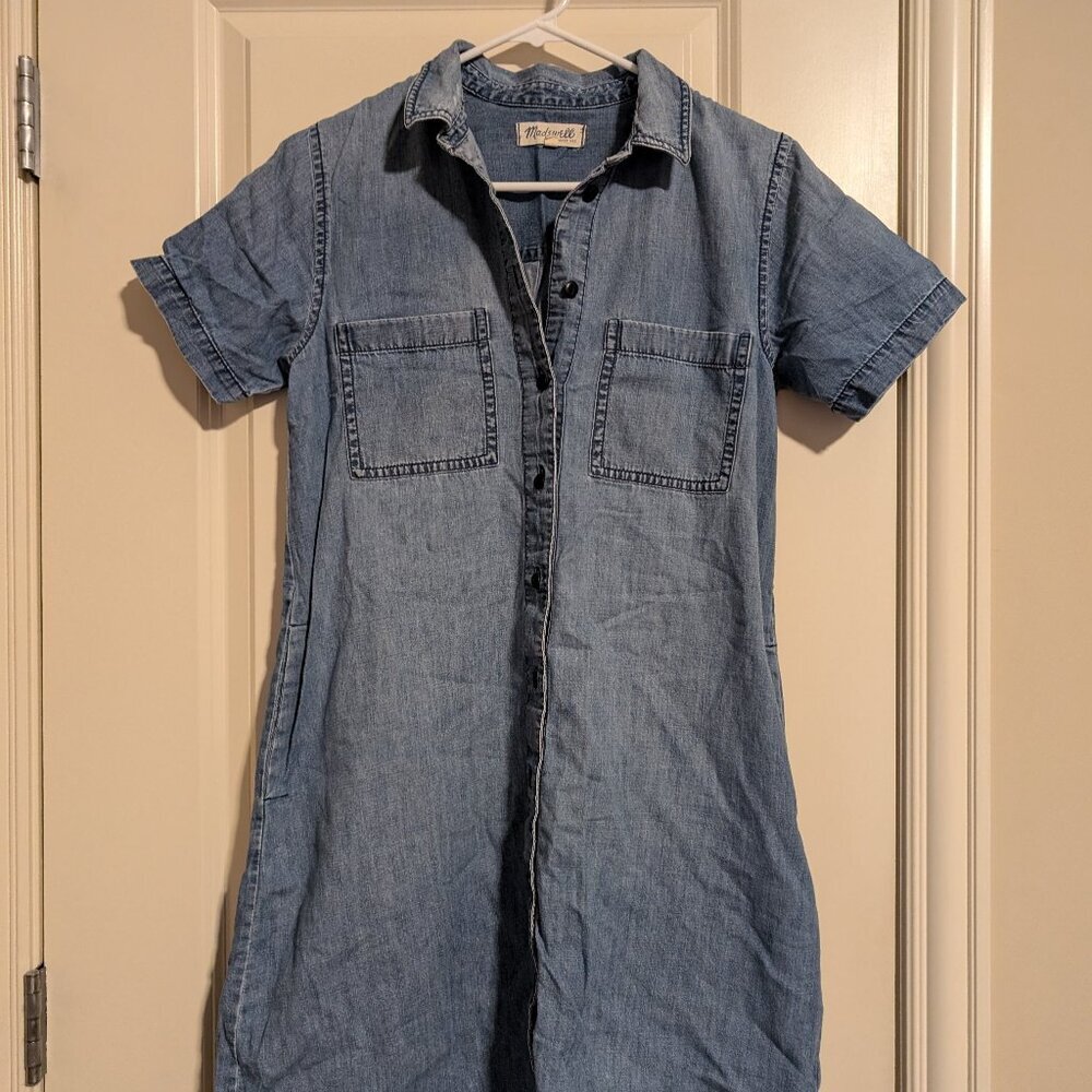 Madewell Jean Chambray Frayed Hem dress size Small